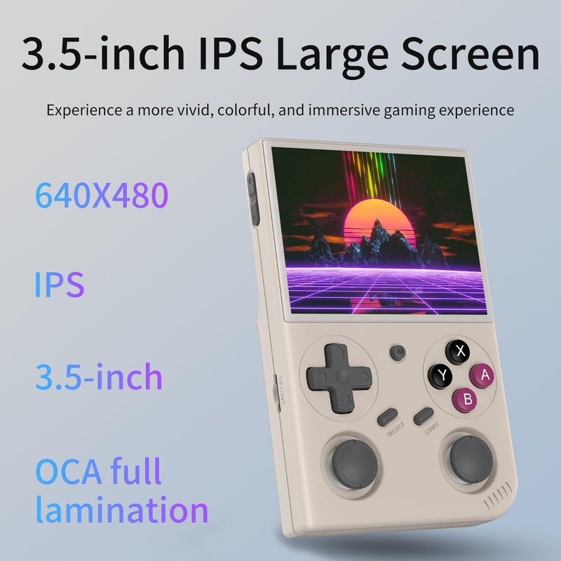GiipGoop G350 Retro Handheld Game Console G350 Retro Gaming Console 3.5'' IPS Screen Linux 64+32 System Built-in 64G TF Card 20+Emulators Pre-Installed 4371 Games Retro Game Console with 3200mAh Battery Gray - Image 2